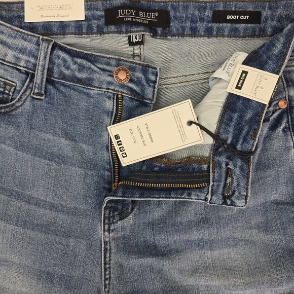 Judy Blue Jeans Women's 11/30 Bootcut Mid-Rise Stretch Distressed Patch JB88696 - Picture 7 of 11